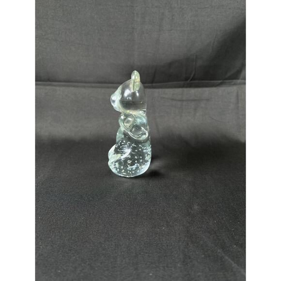 Clear Glass Teddy Bear Figurine Arms Out “Bubbles” Paperweight 4” - Picture 4 of 6